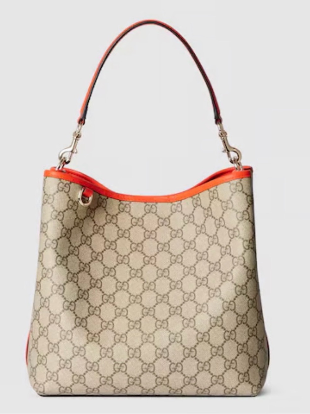 Gucci Beige Monogram Shoulder Bag with Orange Trim